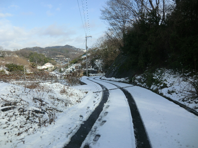 岩子島での雪道