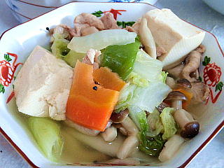 131109_1680野菜、豆腐のちり鍋風